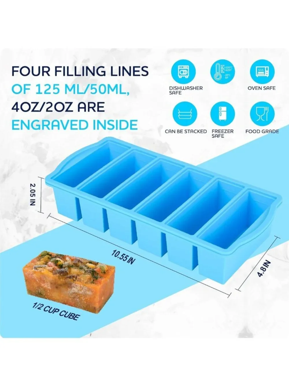 3-Pack Silicone Freezer Molds with Lids - Soup & Sauce Storage Containers, Oven
